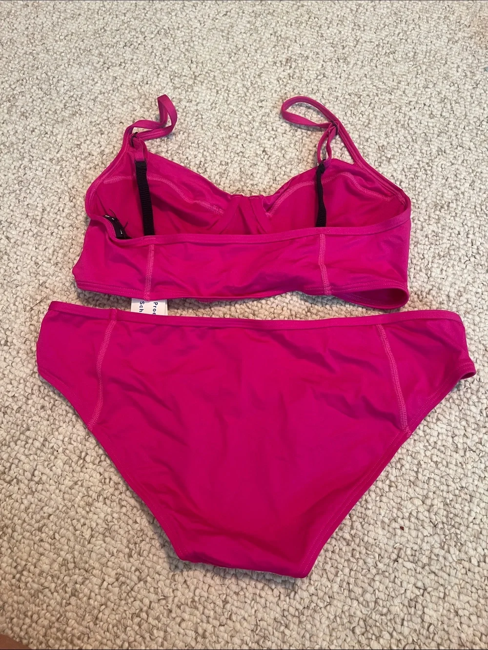 NWT Proenza Schouler Electric pink Bright Magenta Underwire Bustier Bikini Set L